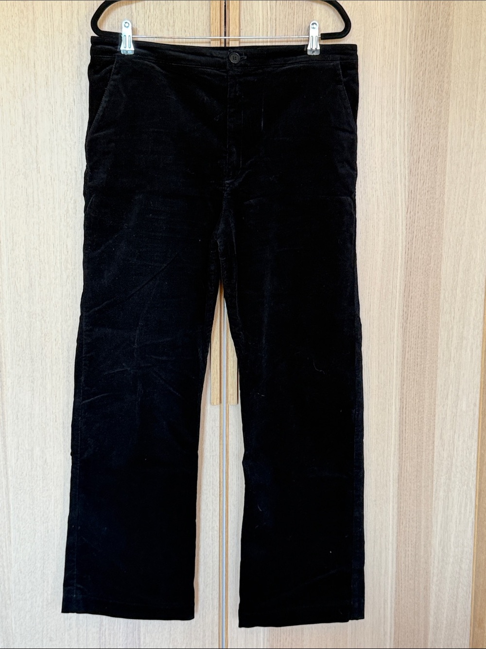 Black Corduroy Straight-Leg Pants